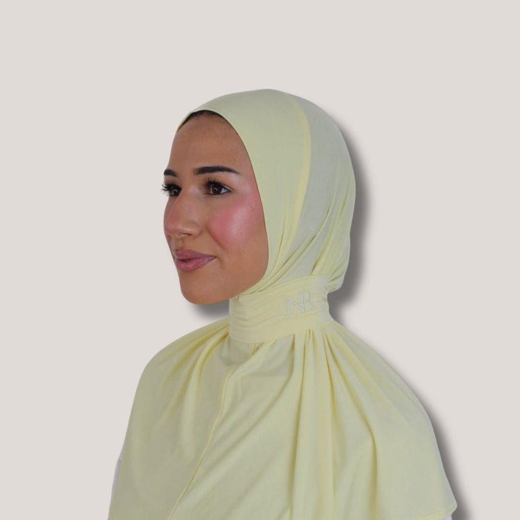 2-in-1 instant hijab Soft lemon